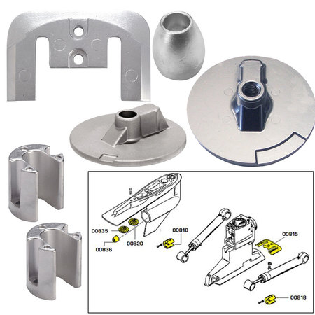 TECNOSEAL Tecnoseal Anode Kit w/Hardware - Mercury Bravo 3 2004-Present - Alumin 20805AL